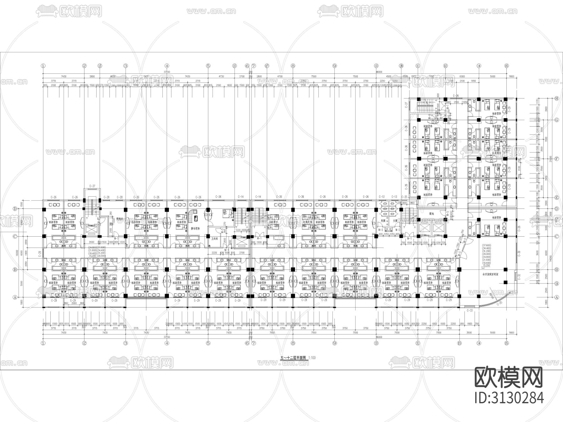 商业综合楼 办公楼cad施工图下载（渲染图1）