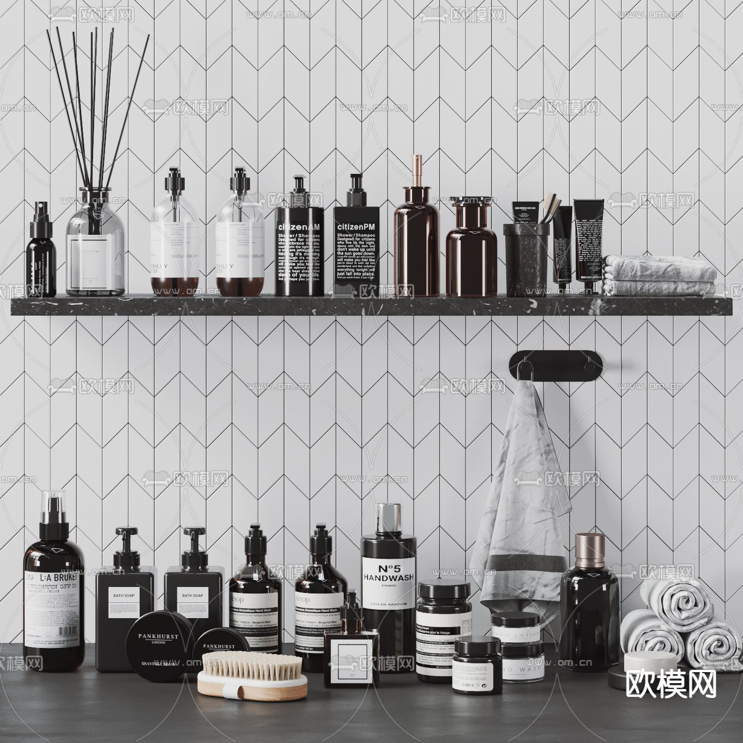 洗漱用品 化妆品 护肤品su模型下载（渲染图2）