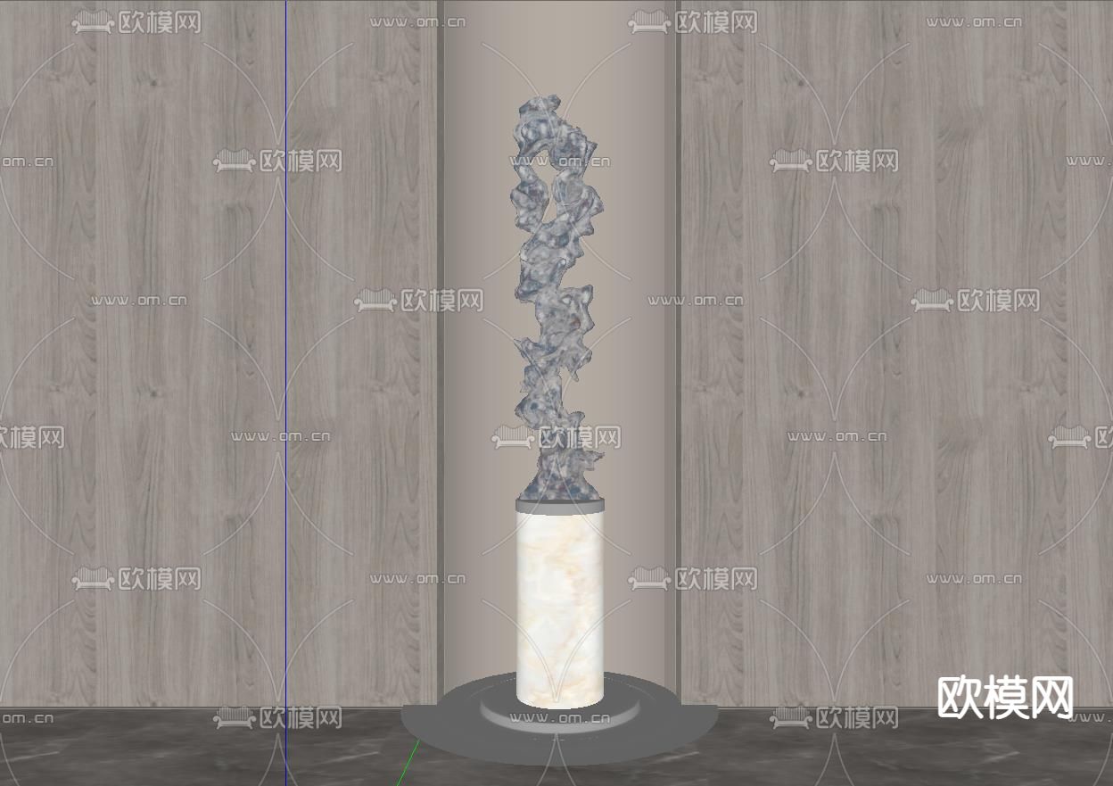 新中式太湖石 雕塑摆件su模型下载（渲染图1）