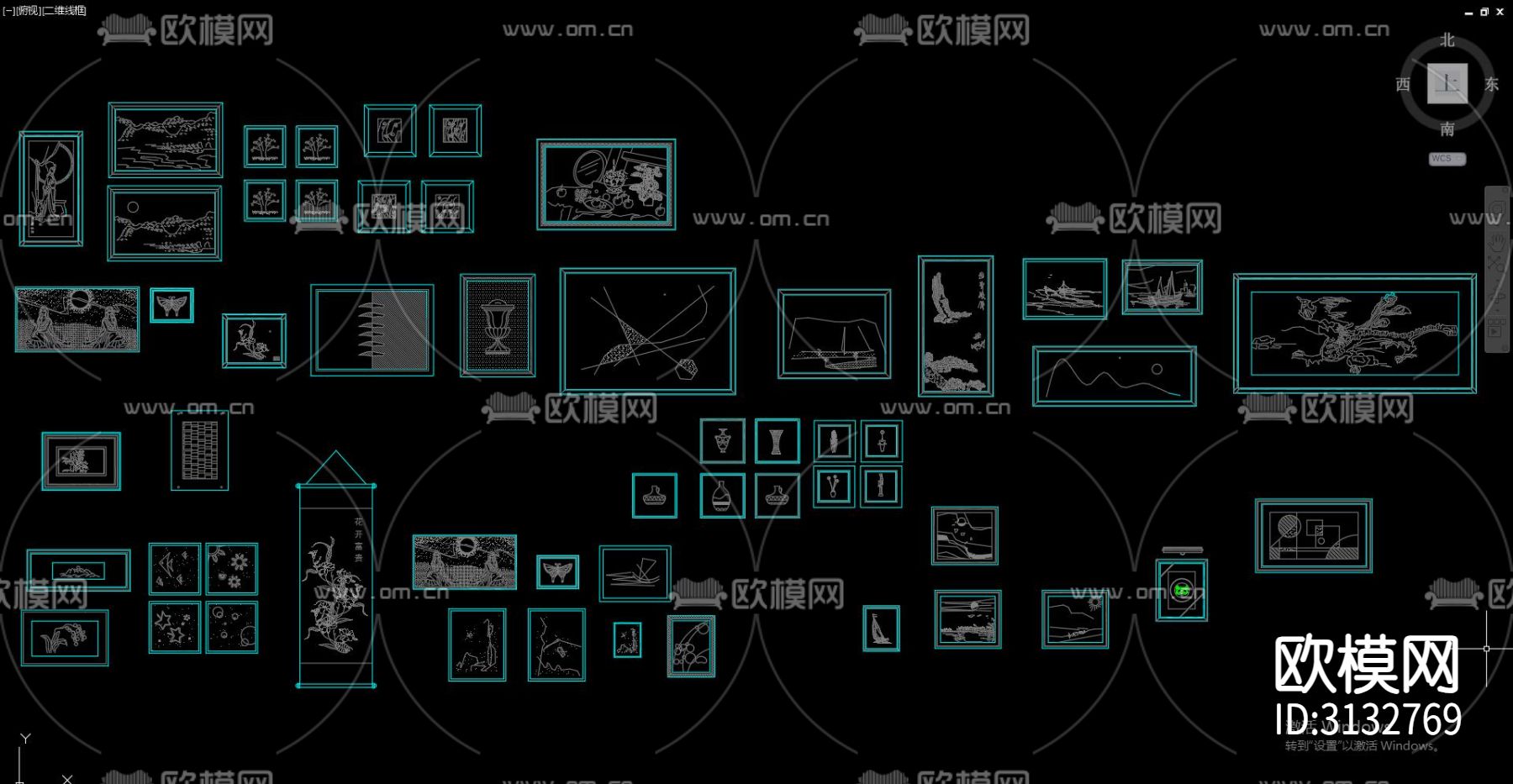 装饰画 画框cad图库下载（渲染图2）
