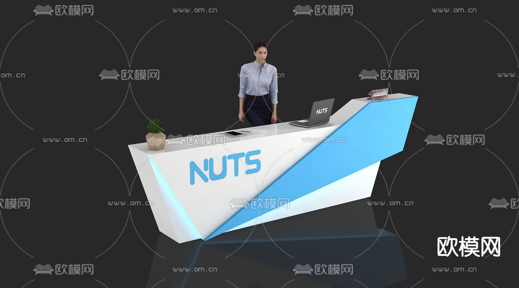 现代接待台 前台 服务台 咨询台3d模型下载