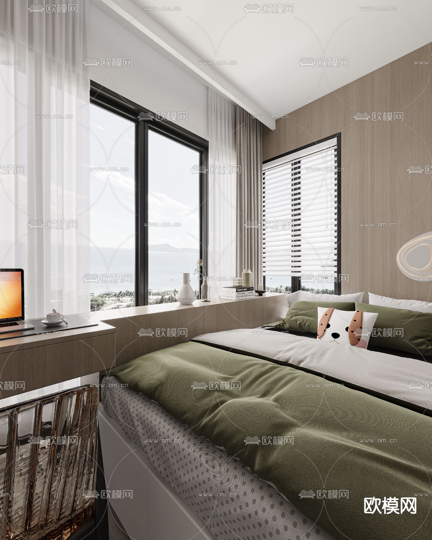 榻榻米卧室 次卧3d模型下载（渲染图2）