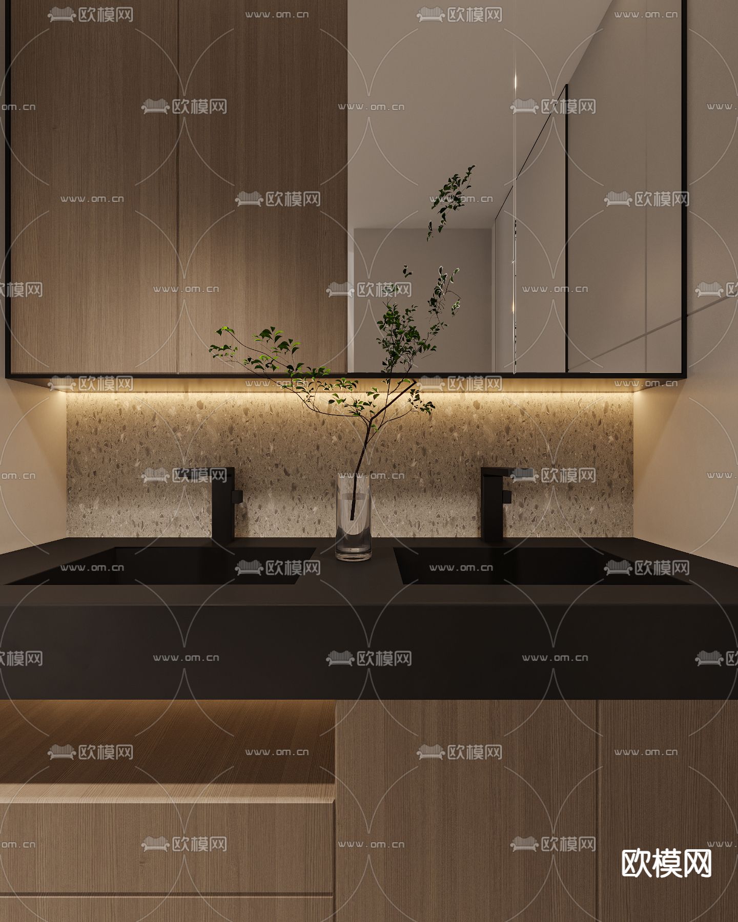 现代卫生间 浴室 洗手间3d模型下载（渲染图2）