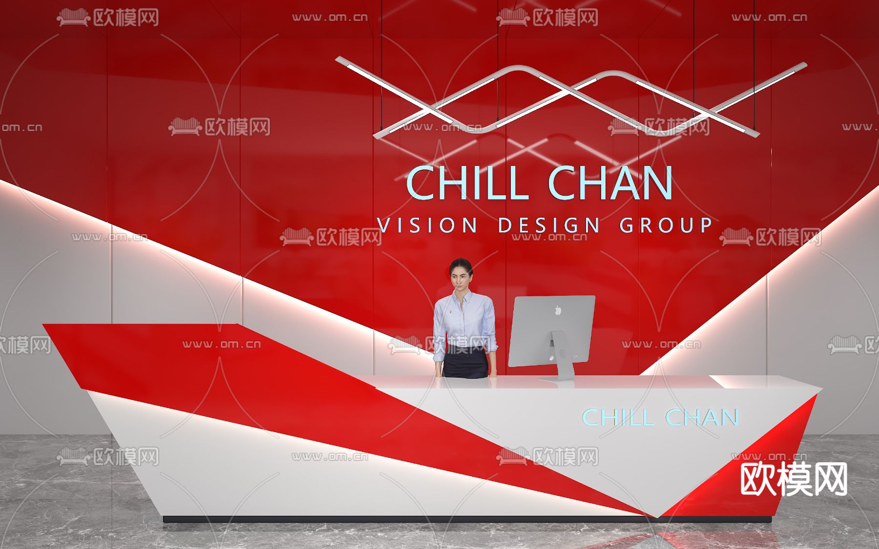 现代前台 接待台 服务台3d模型下载