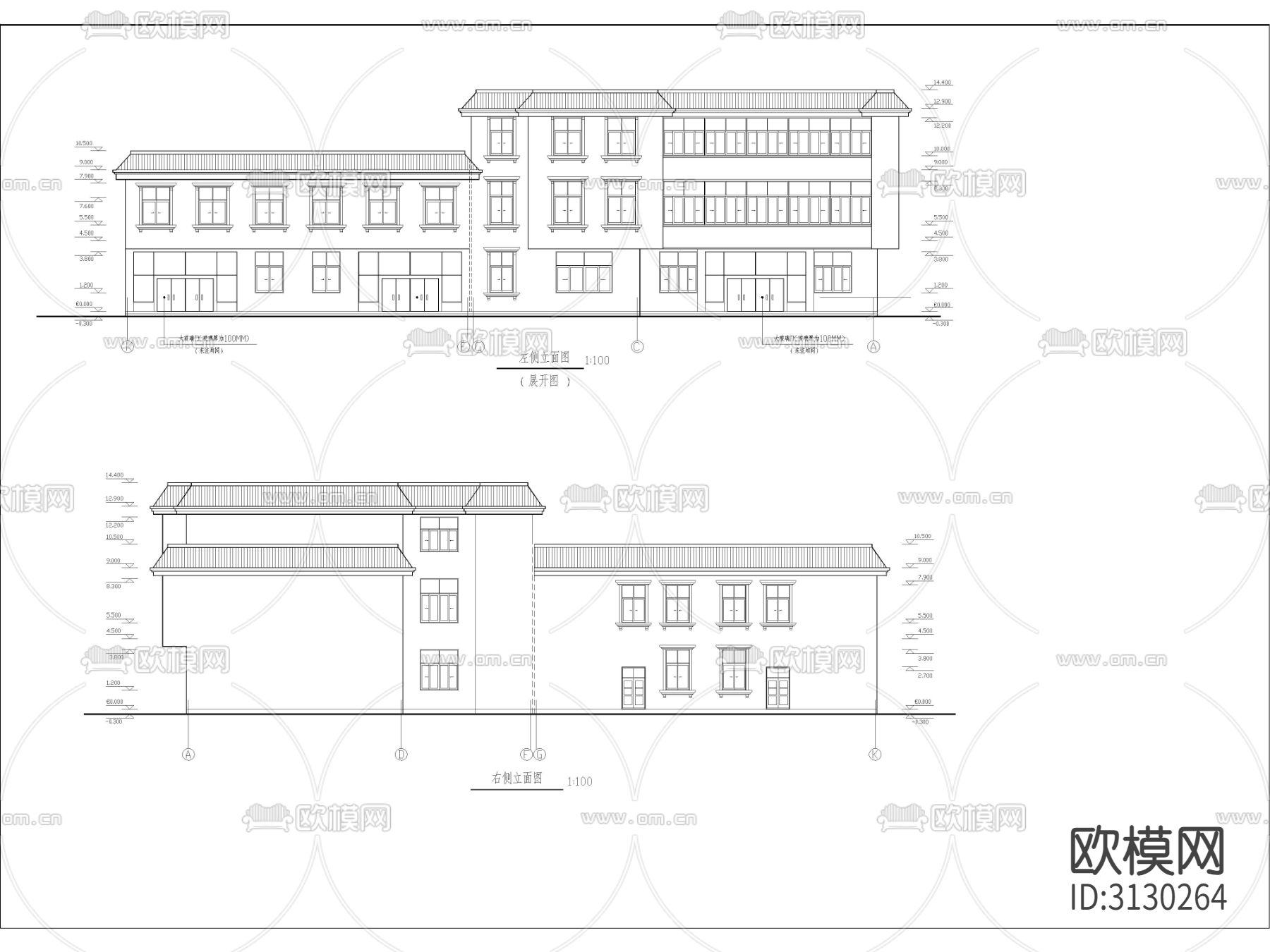 商业综合楼 办公楼cad施工图下载（渲染图2）