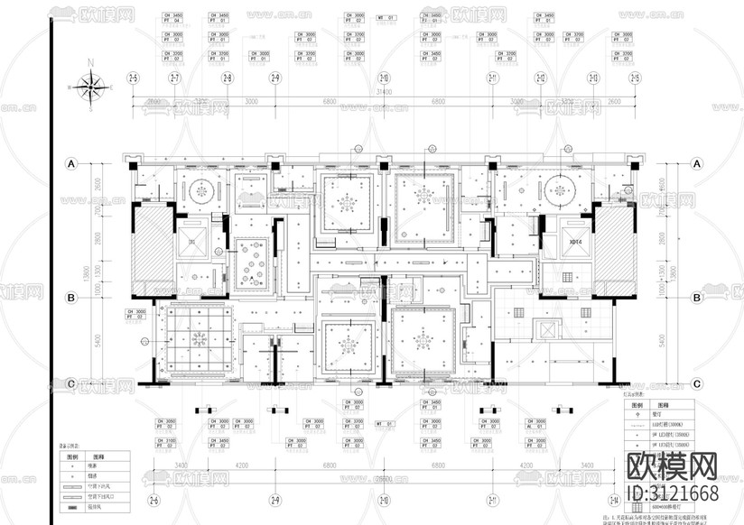 中餐厅 餐厅cad施工图-免费3dmax模型库-欧模网