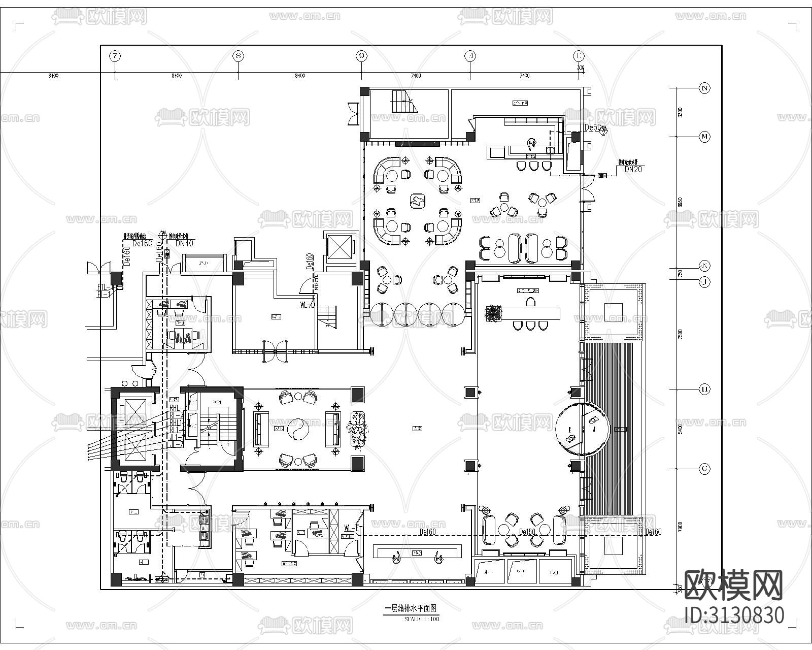 酒店给排水cad施工图下载（渲染图2）