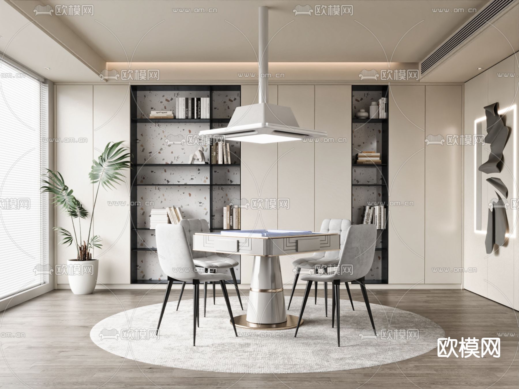 奶油风麻将室3d模型下载