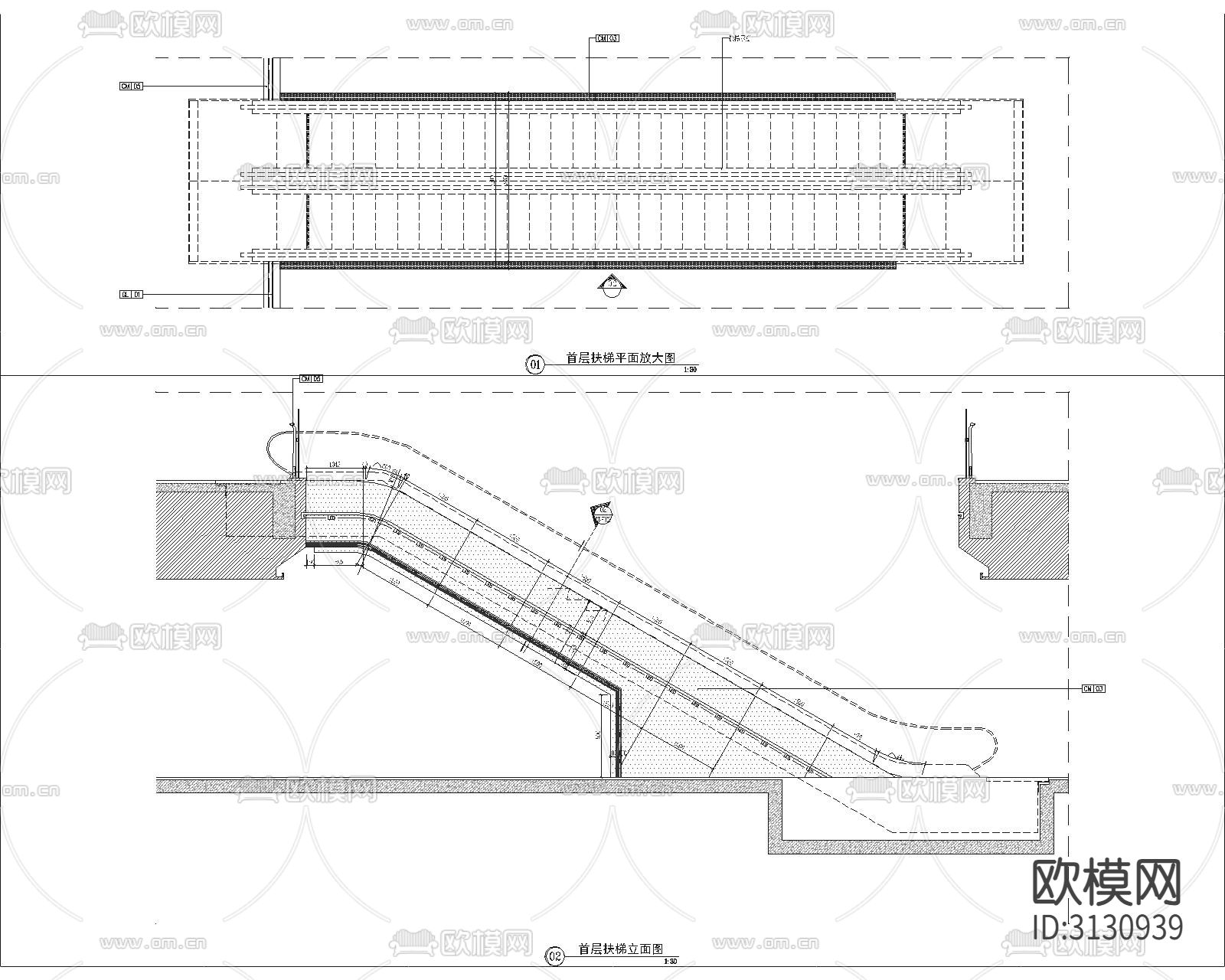 自动扶梯cad大样图下载（渲染图2）