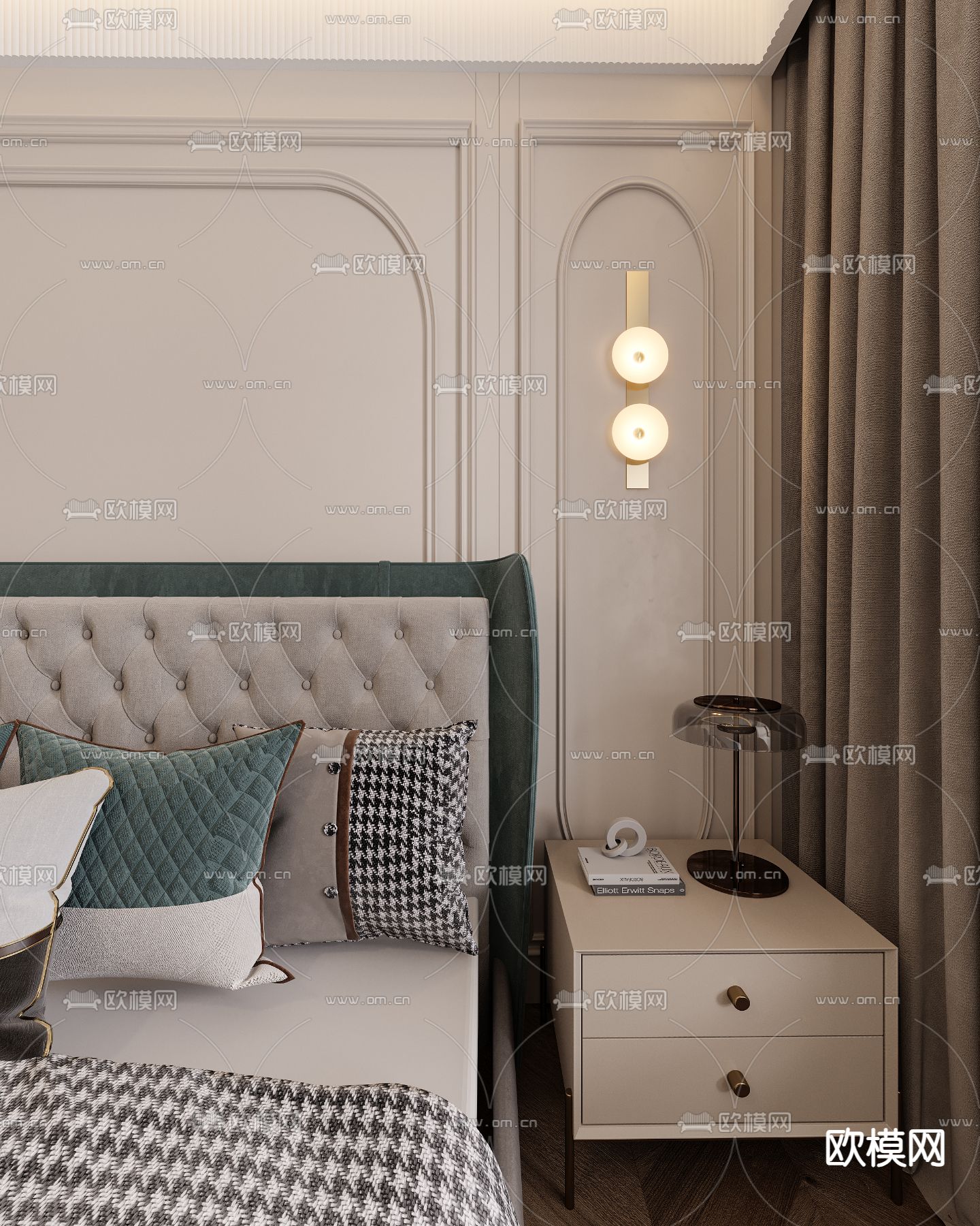法式卧室 主卧 主人房3d模型下载（渲染图3）