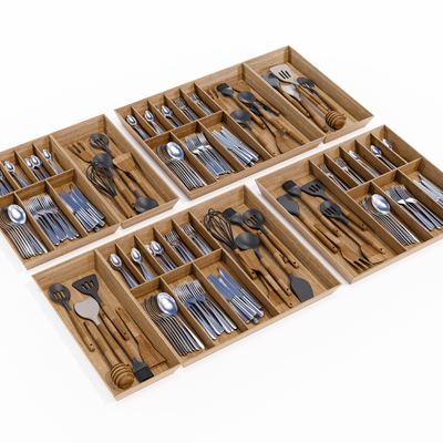 现代刀叉 勺子 餐具su模型 