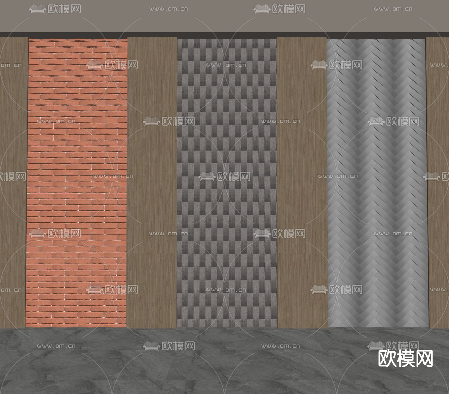 现代护墙板 立体墙 背景墙su模型下载（渲染图1）