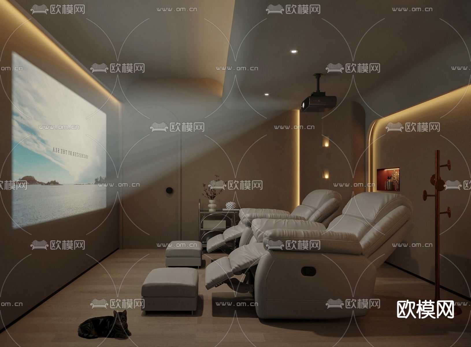 侘寂私人影院包厢su模型下载（渲染图2）