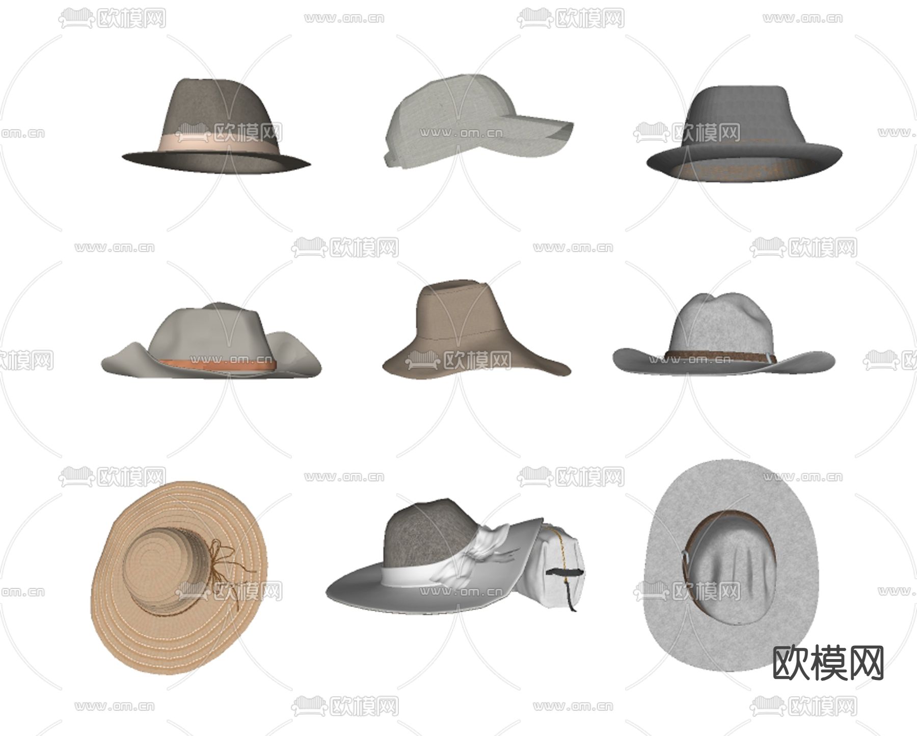 现代帽子su模型下载（渲染图1）