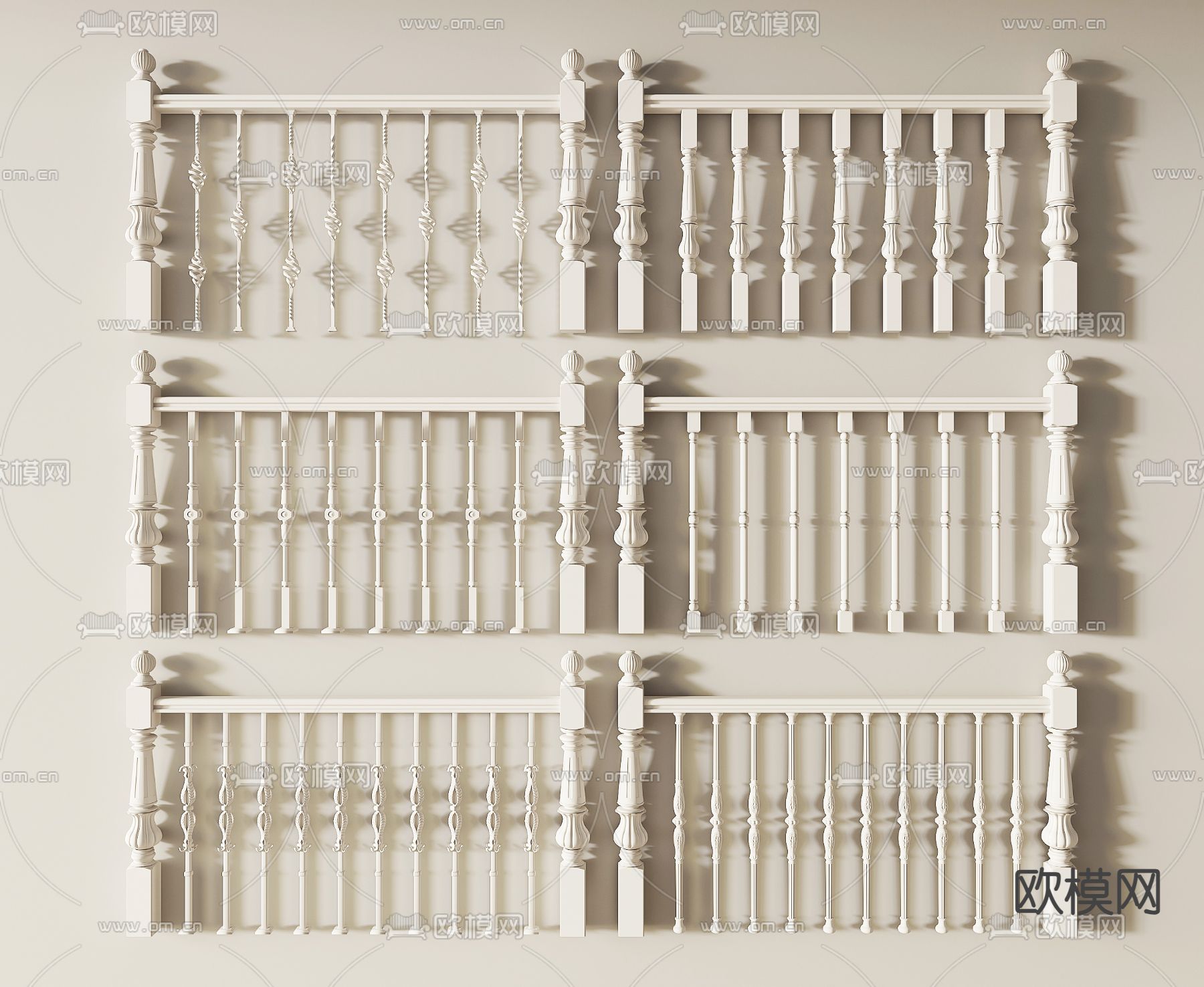 简欧栏杆 护栏su模型下载（渲染图2）