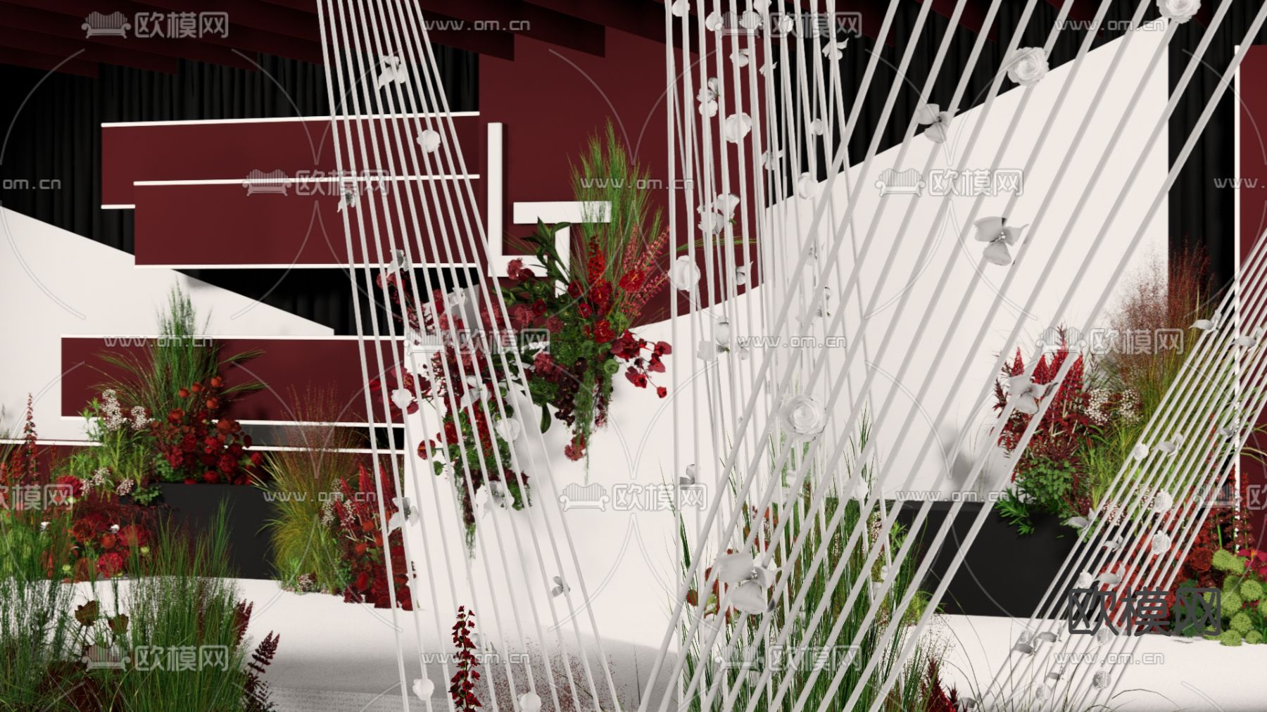 秀场风吊顶婚礼su模型下载（渲染图4）