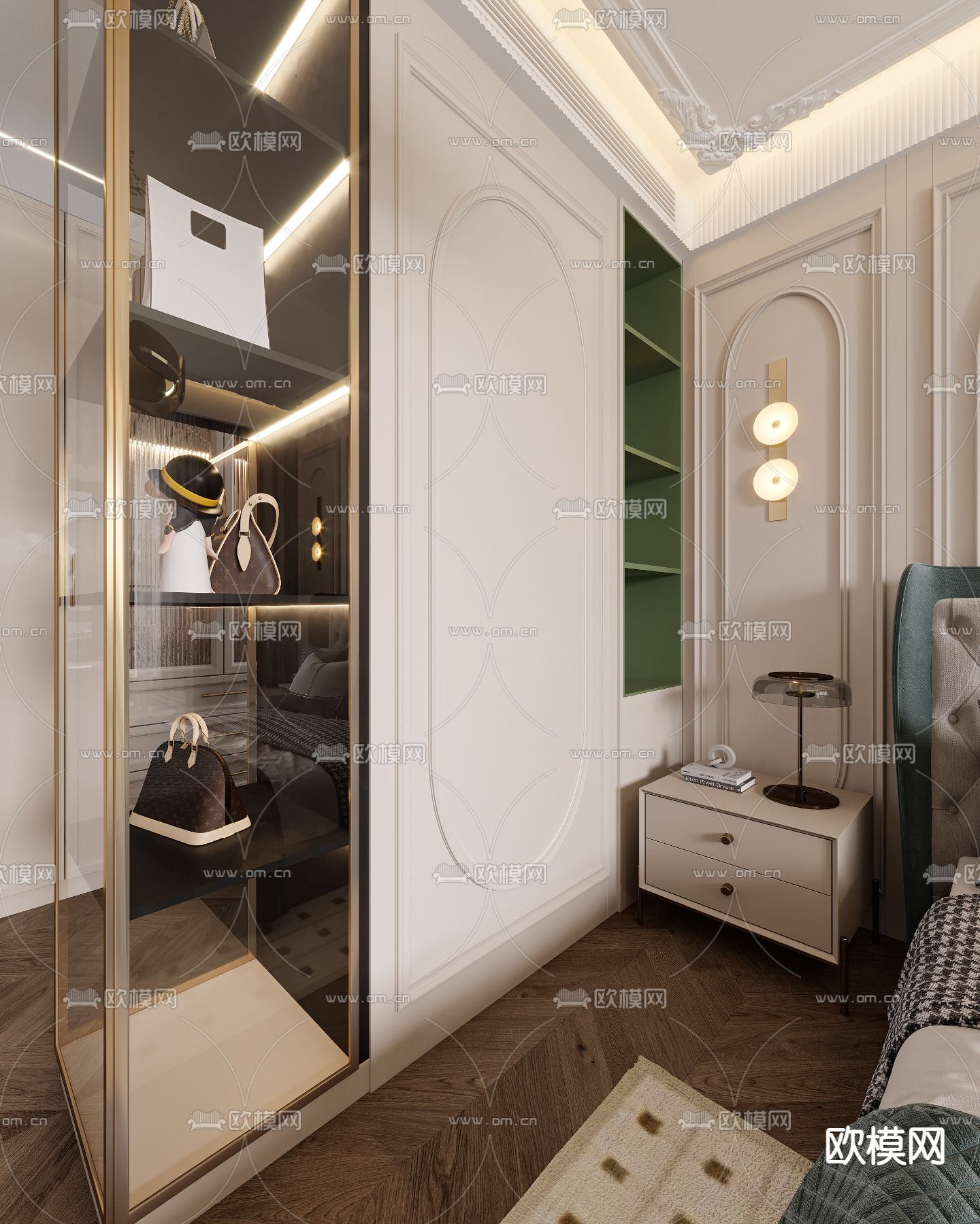法式卧室 主卧 主人房3d模型下载（渲染图2）