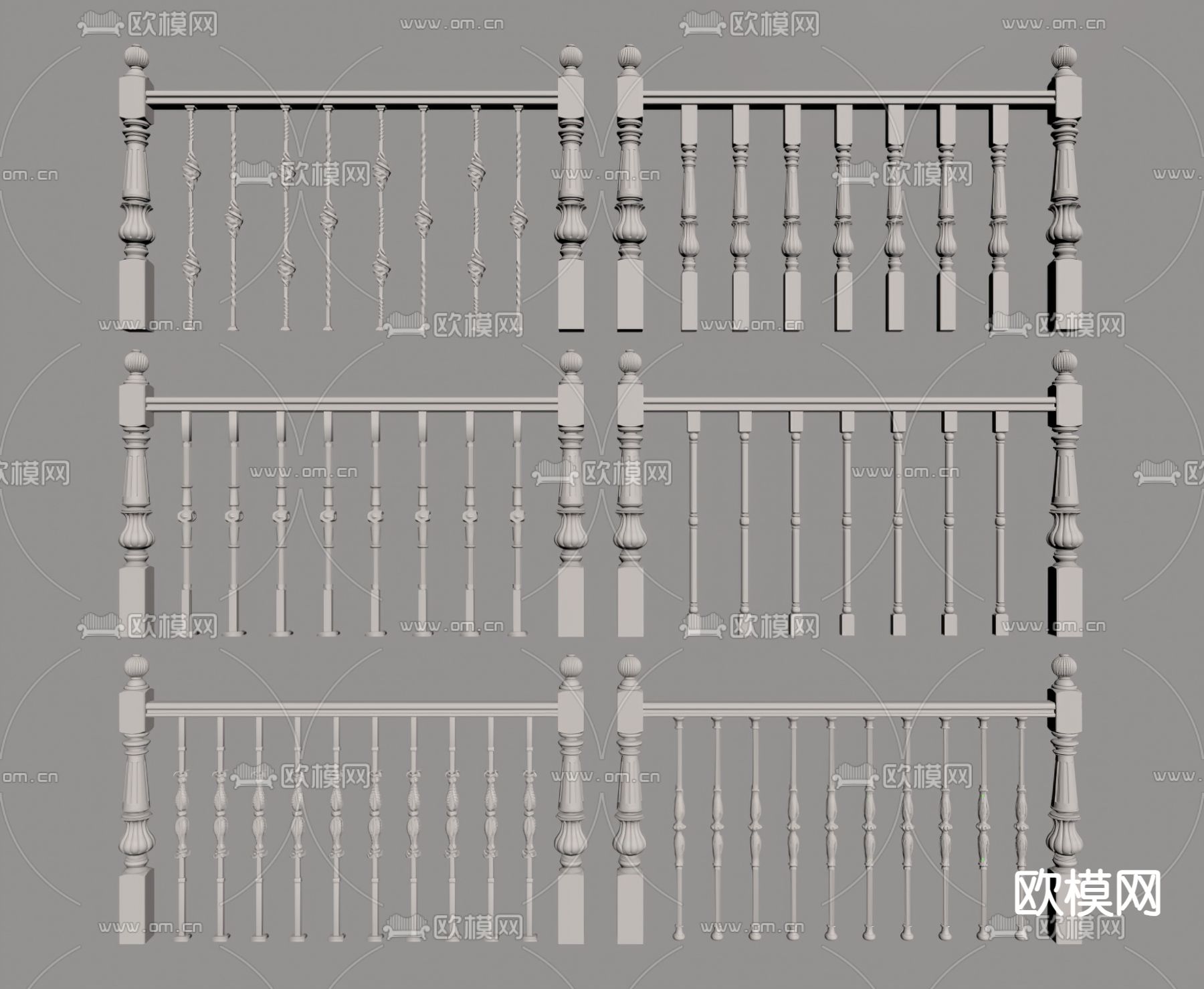 简欧栏杆 护栏su模型下载（渲染图1）