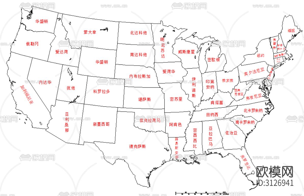 美国地图cad平面图下载