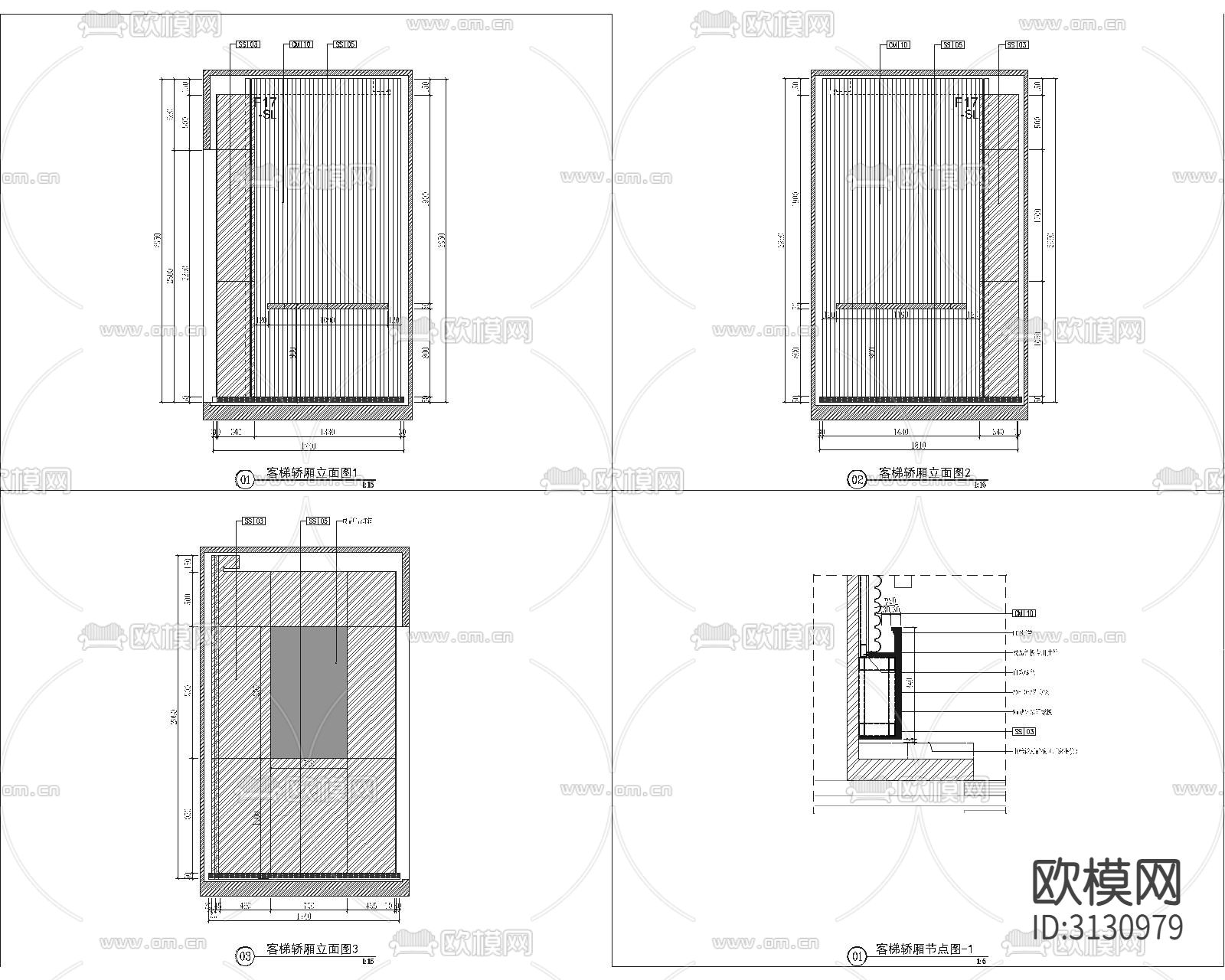 客用电梯、无障碍电梯轿厢cad施工图下载（渲染图2）