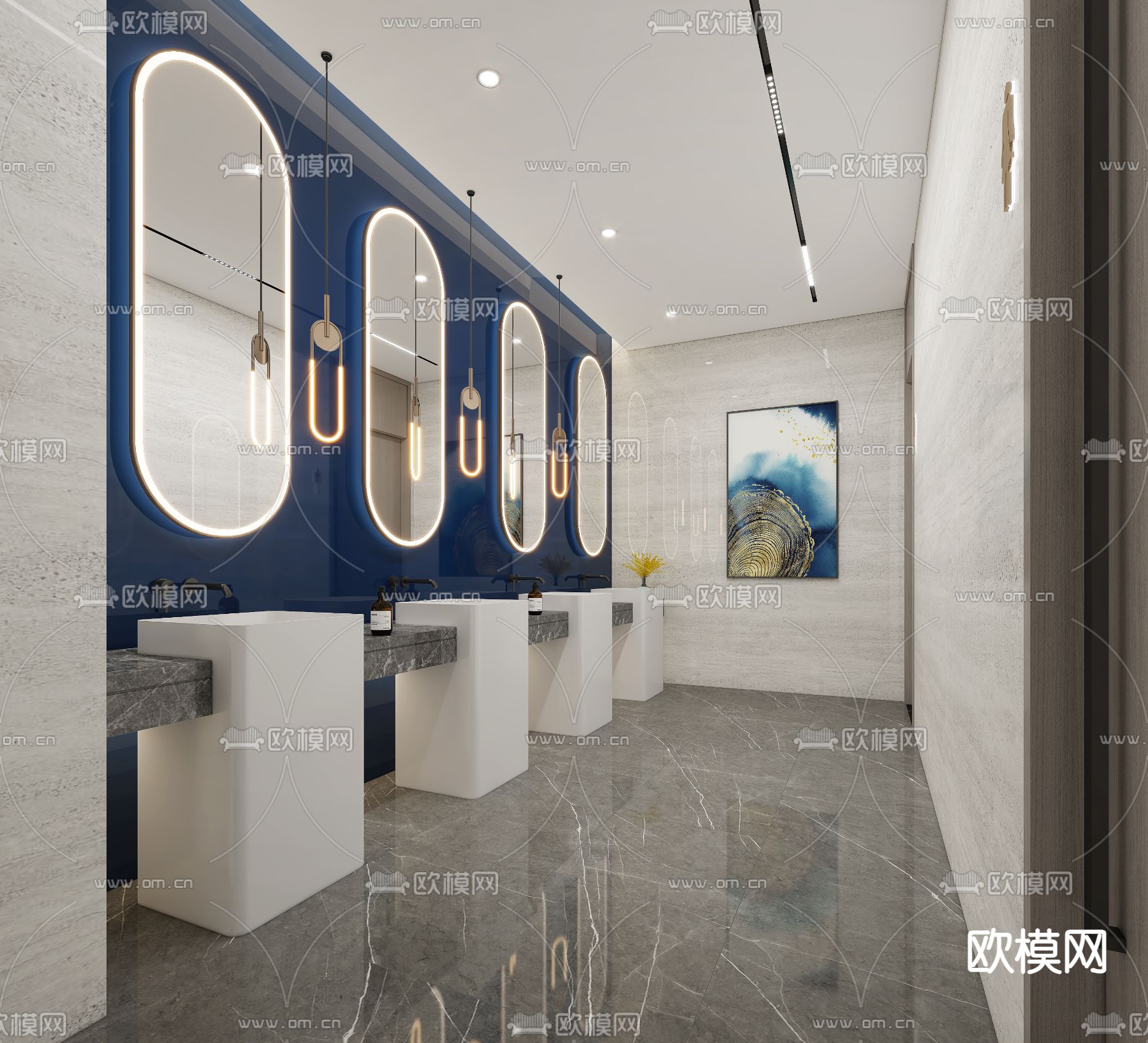 公共洗手间 卫生间3d模型下载