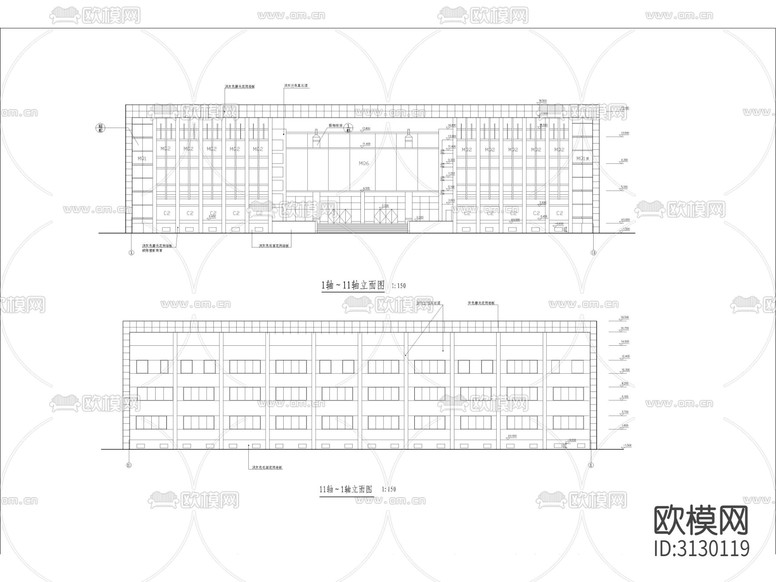 綜合樓建筑cad施工圖下載(渲染圖4)