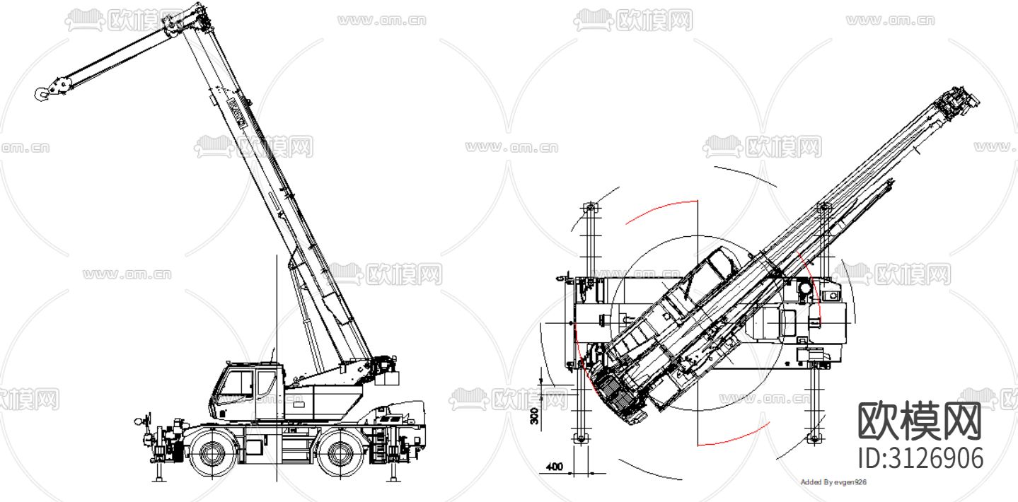 起重机 挖掘机 车型cad图库下载（渲染图7）