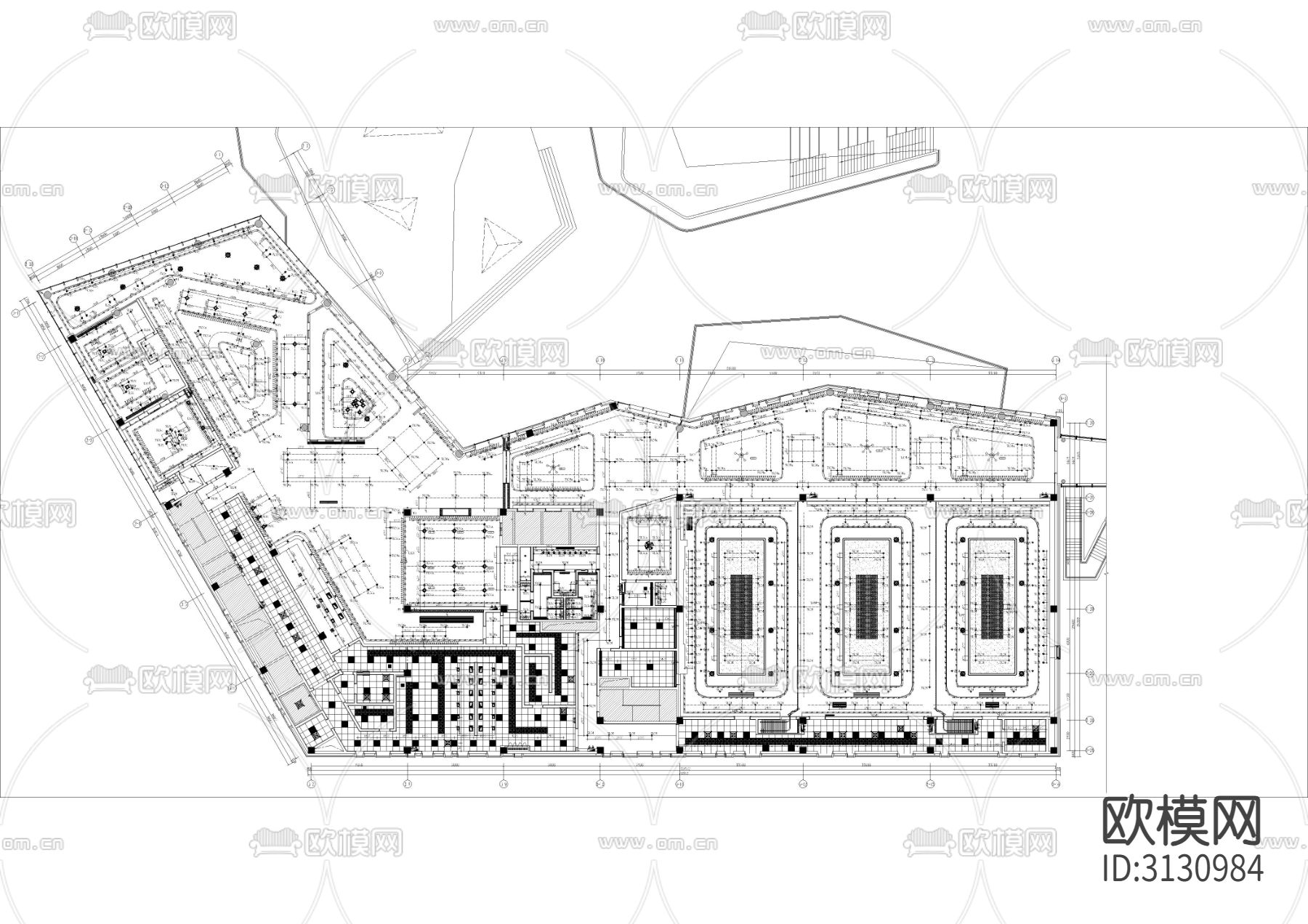 养老活力中心（会所）室内装修cad施工图下载（渲染图1）