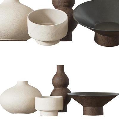  侘寂风陶瓷 器皿摆件su模型 