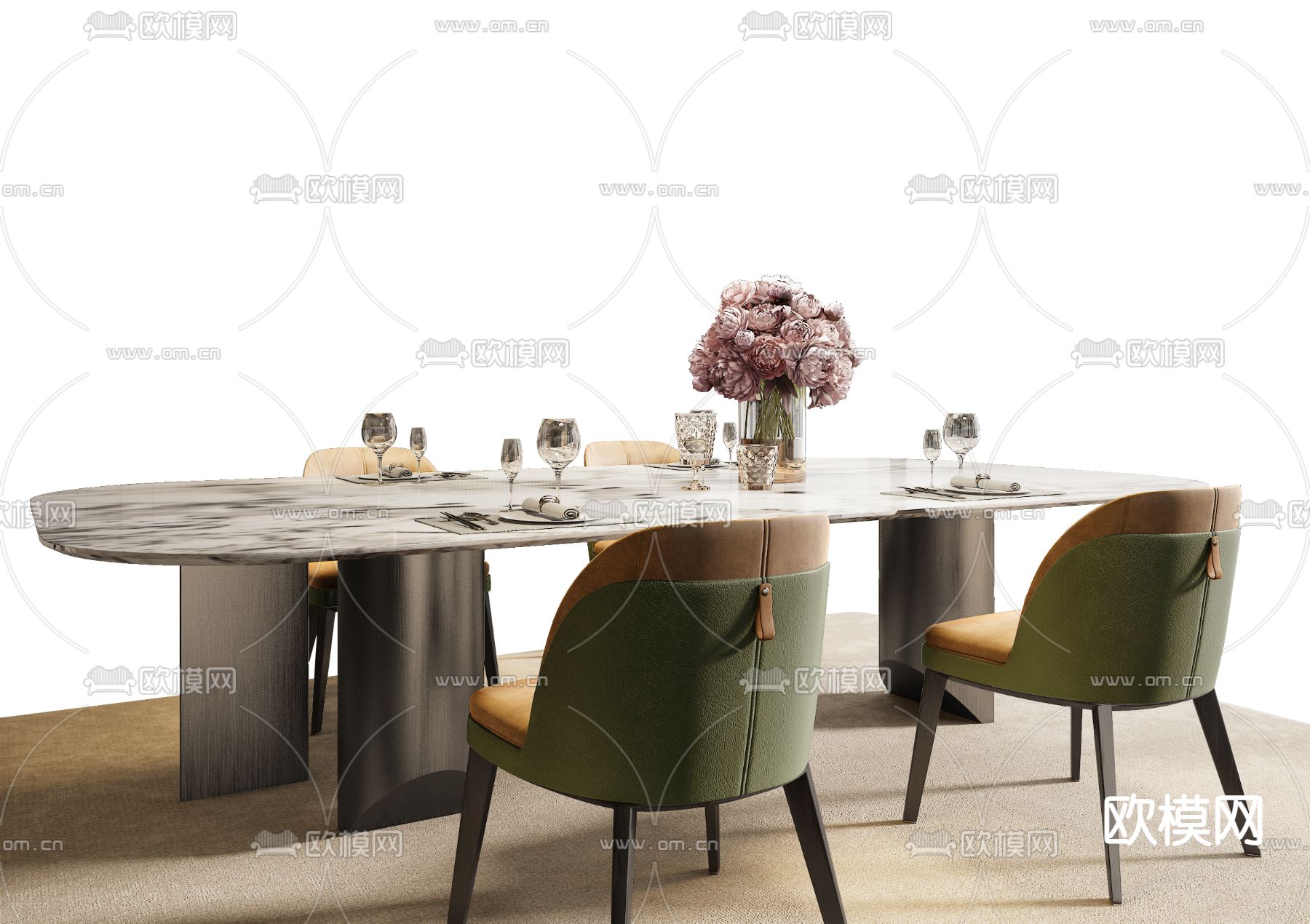 Minotti 米洛提 餐桌椅3d模型下载