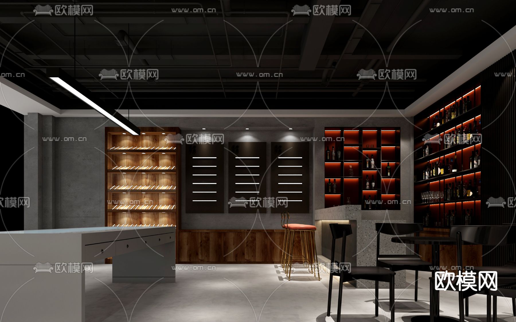 办公室茶水间 水吧区 休闲区3d模型下载（渲染图1）