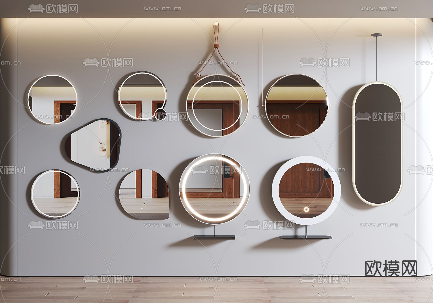 现代镜子 异形镜 全身镜su模型下载（渲染图2）