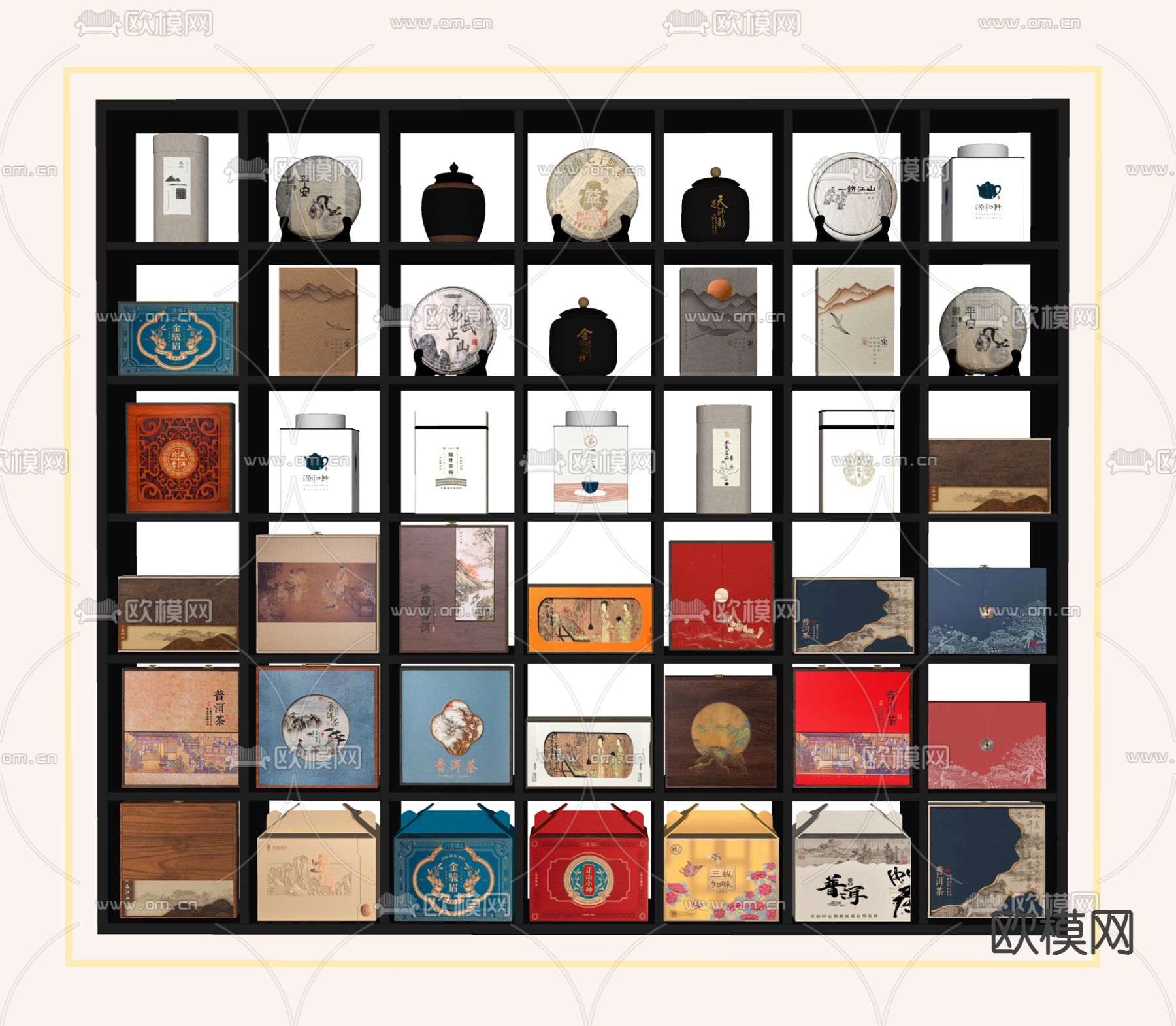 茶柜 茶叶盒 茶罐 茶盒su模型下载（渲染图1）