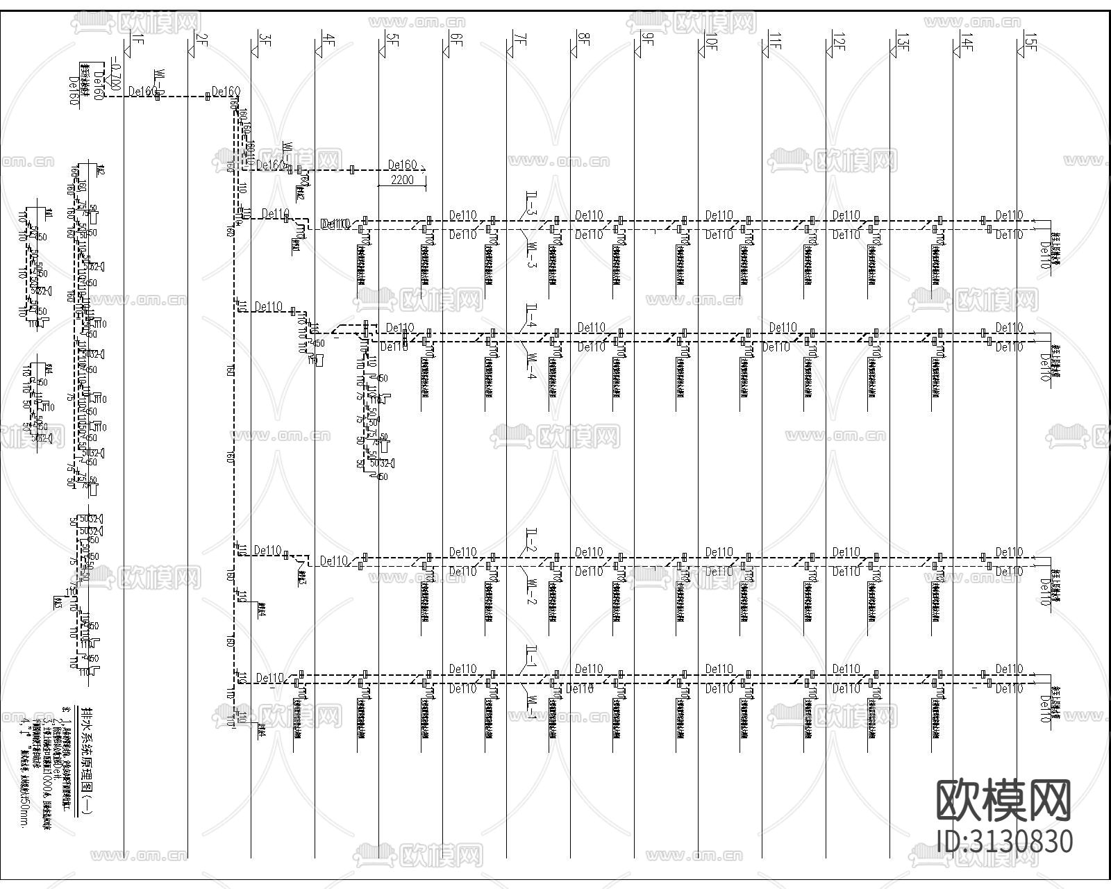 酒店给排水cad施工图下载（渲染图3）