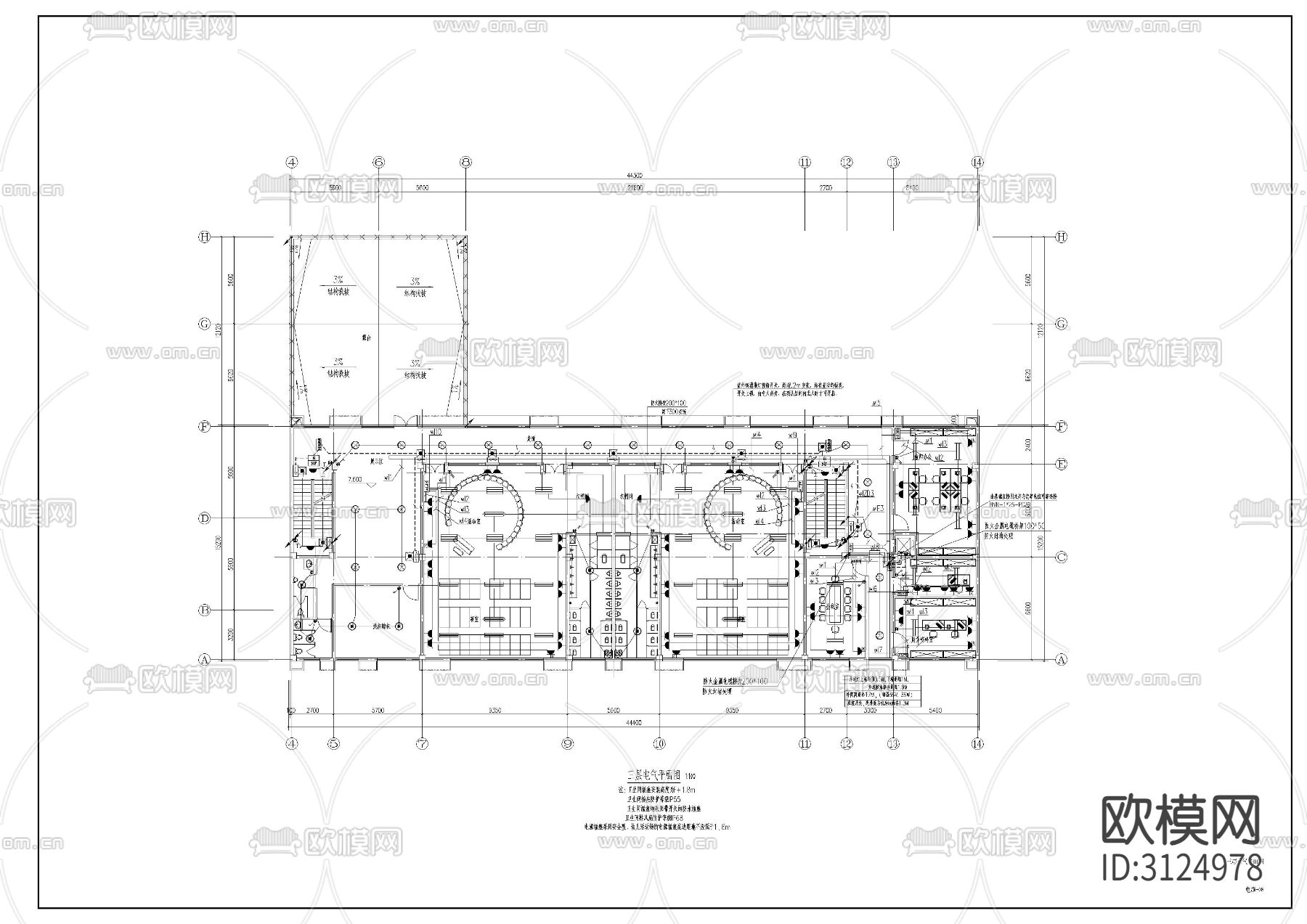 幼儿园电气cad施工图下载（渲染图9）