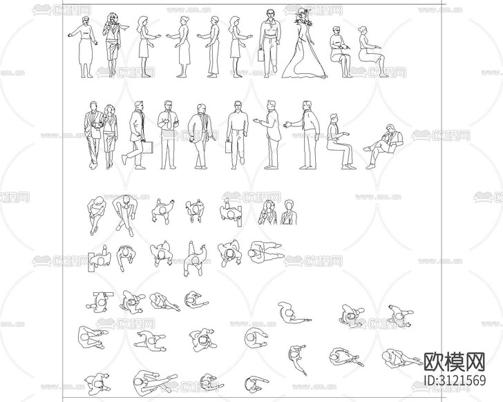 辦公用品 家具平立面cad圖庫下載(渲染圖9)