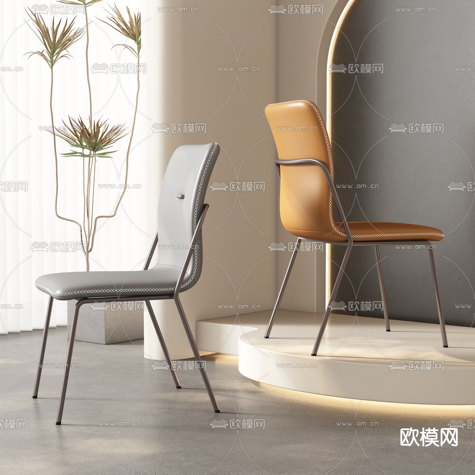 皮革椅子 餐椅3d模型下载