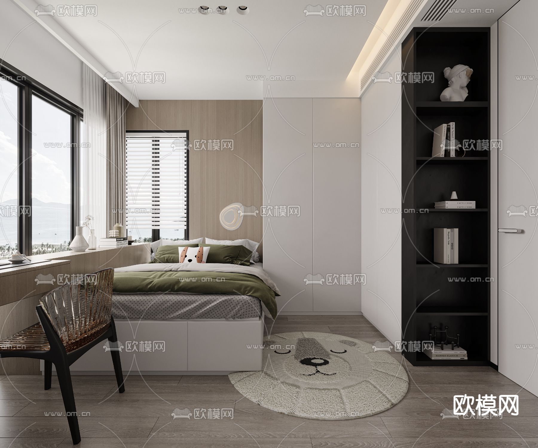 榻榻米卧室 次卧3d模型下载（渲染图1）