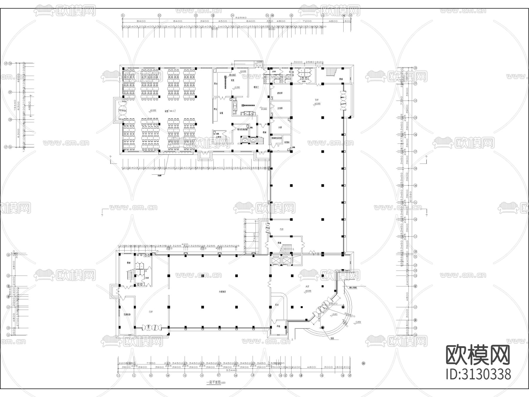 综合大楼建筑cad施工图下载（渲染图2）