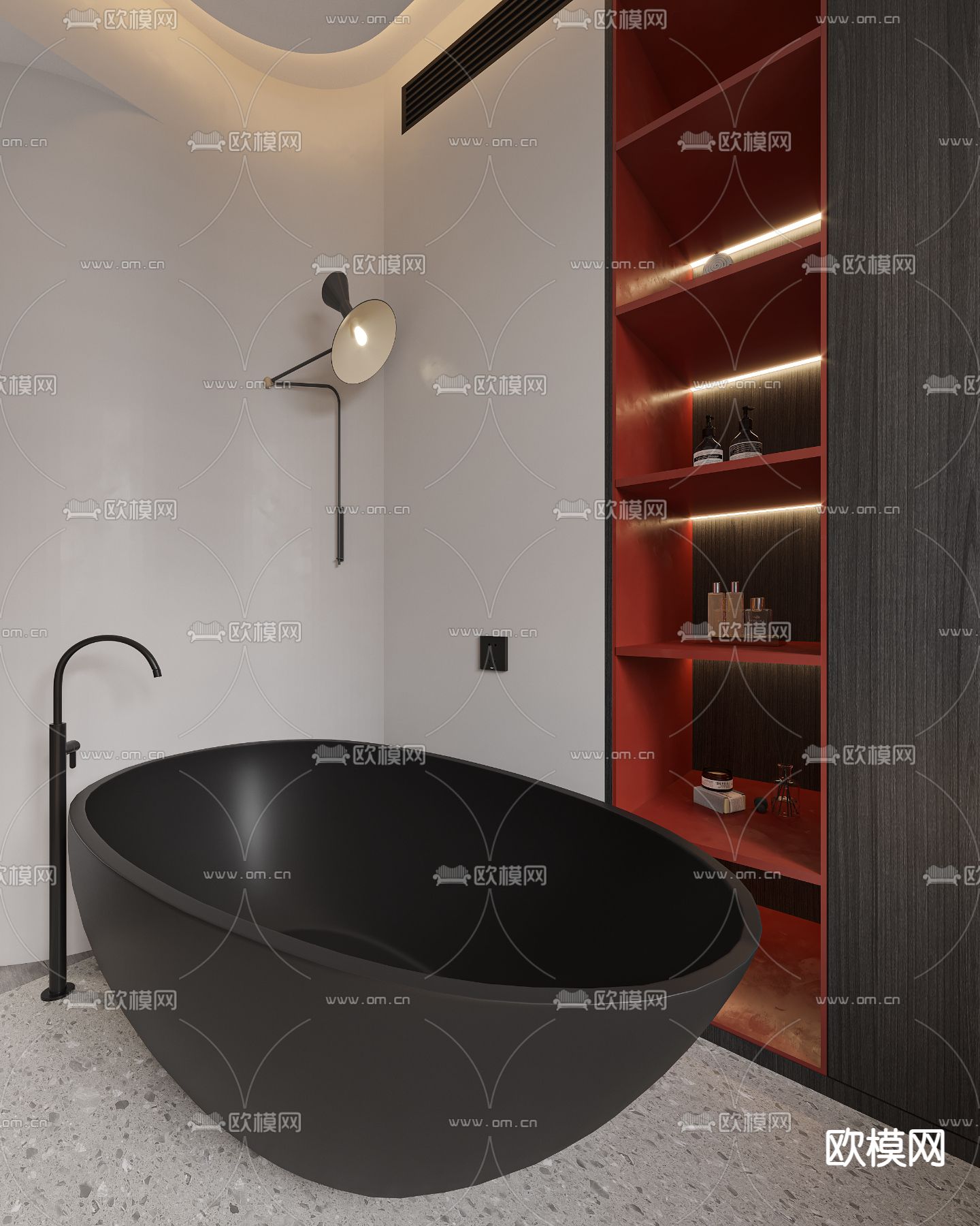 暗黑风卫生间 浴室 洗手间3d模型下载（渲染图3）