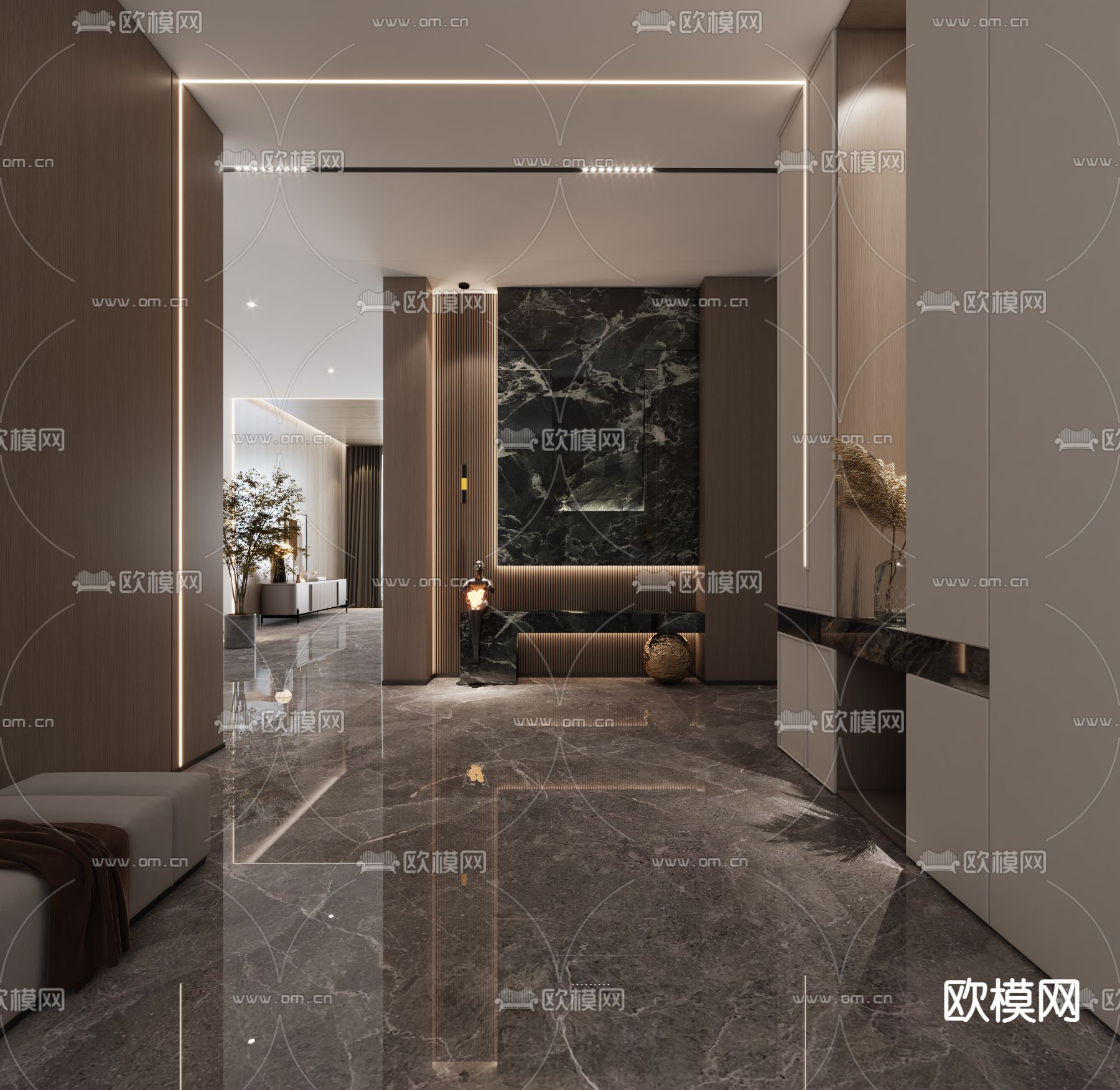 现代玄关过道 门厅3d模型下载