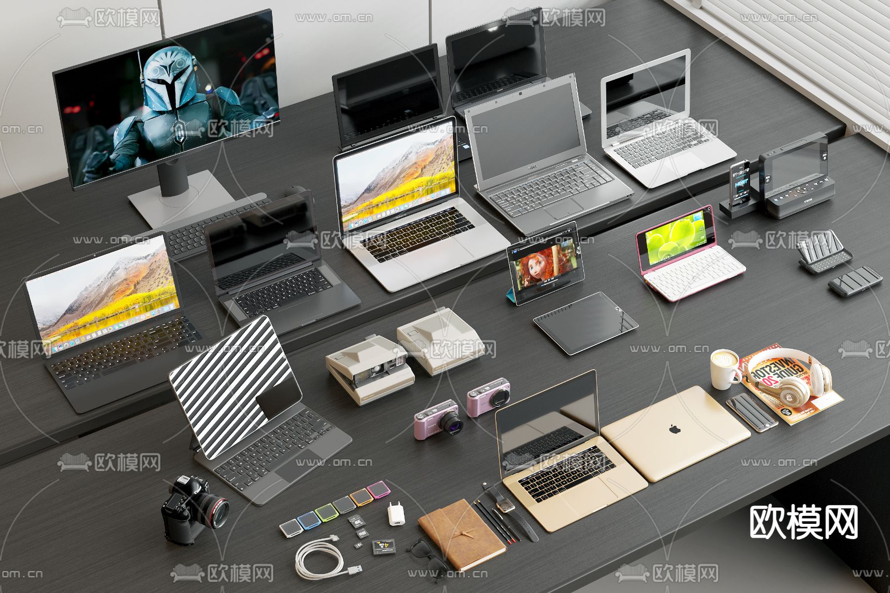 办公用品 桌面摆件 平板电脑 手机3d模型下载