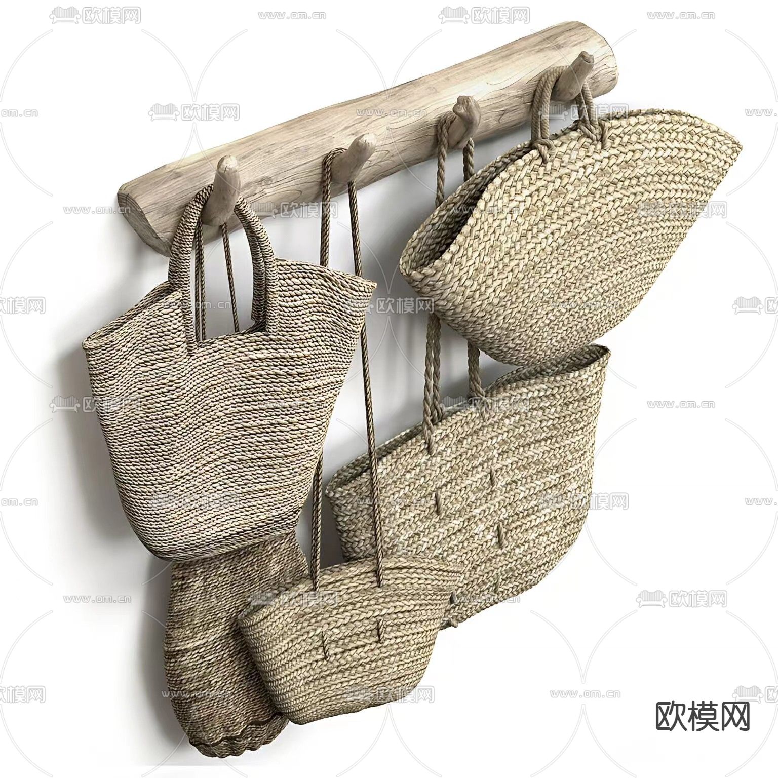 竹篮 菜篮 竹兜3d模型下载（渲染图2）