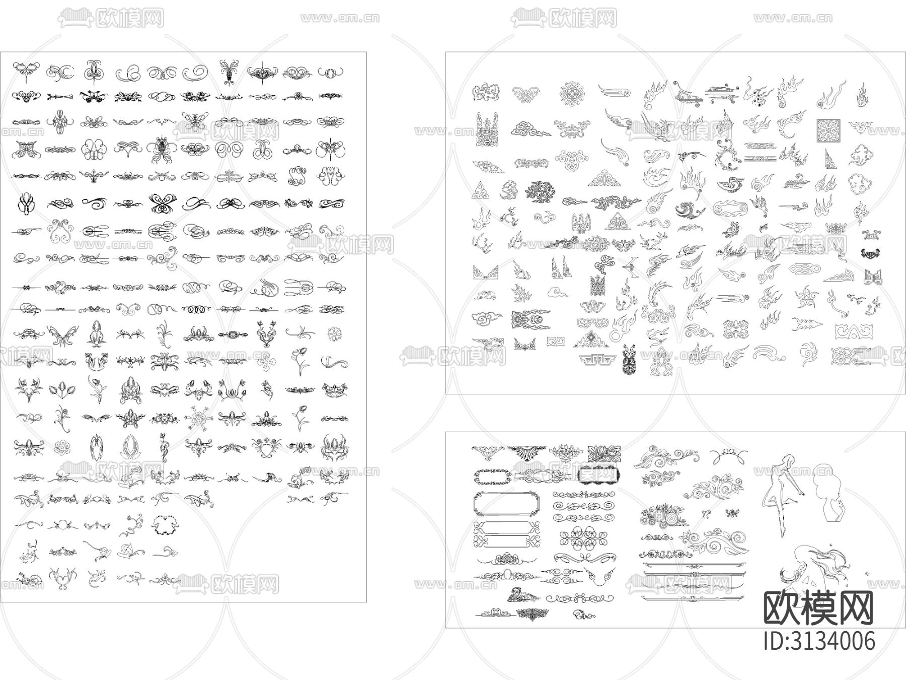 花纹 纹理 地图综合图库 图块 图集cad图库下载（渲染图1）