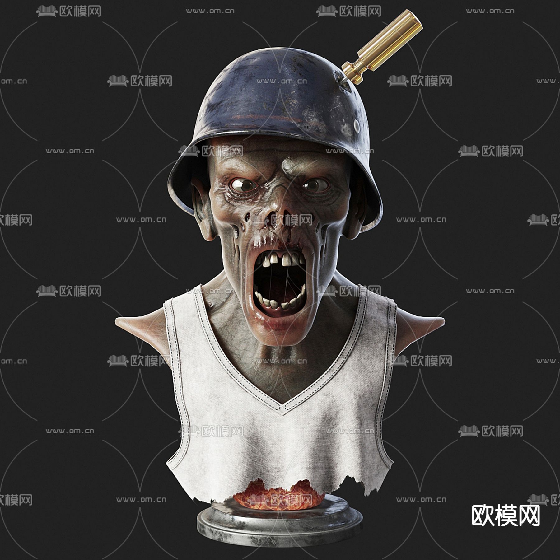 僵尸雕塑 半身像摆件3d模型下载