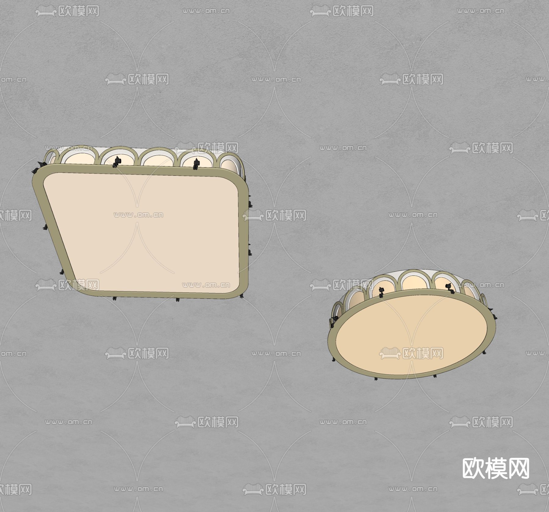 奶油风吸顶灯su模型下载（渲染图1）