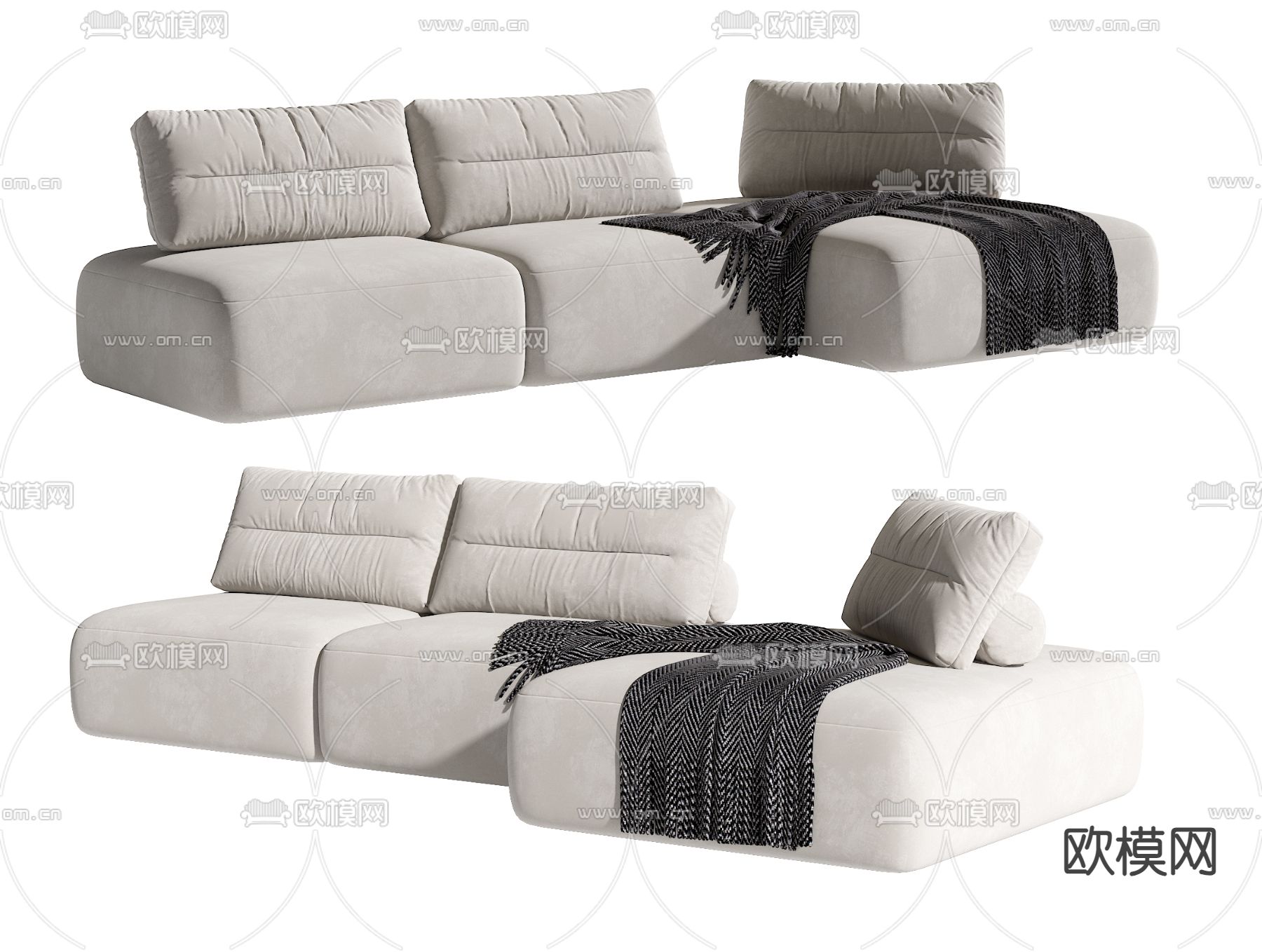 三人沙发 软体沙发3d模型下载