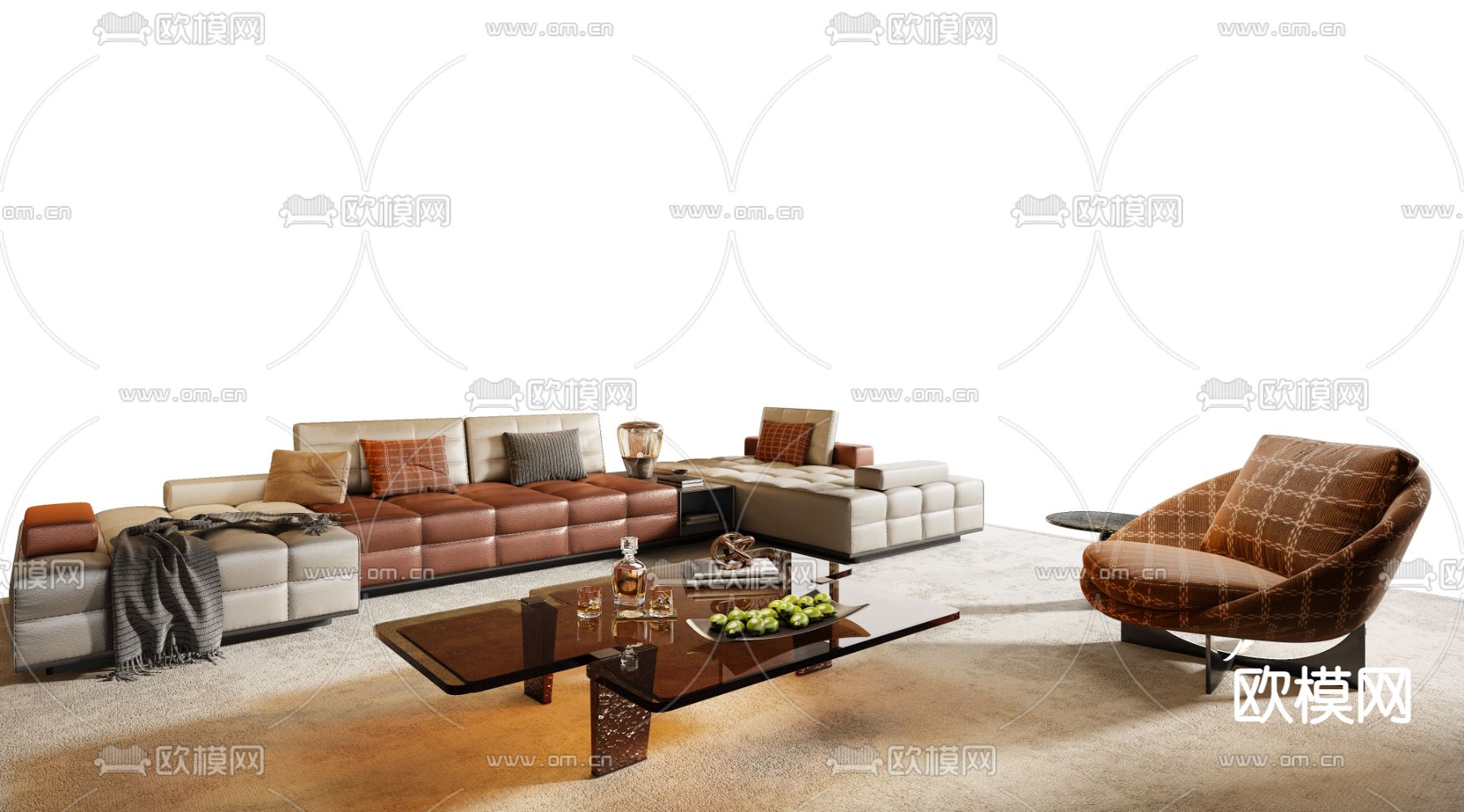 Minotti 组合沙发su模型下载（渲染图2）