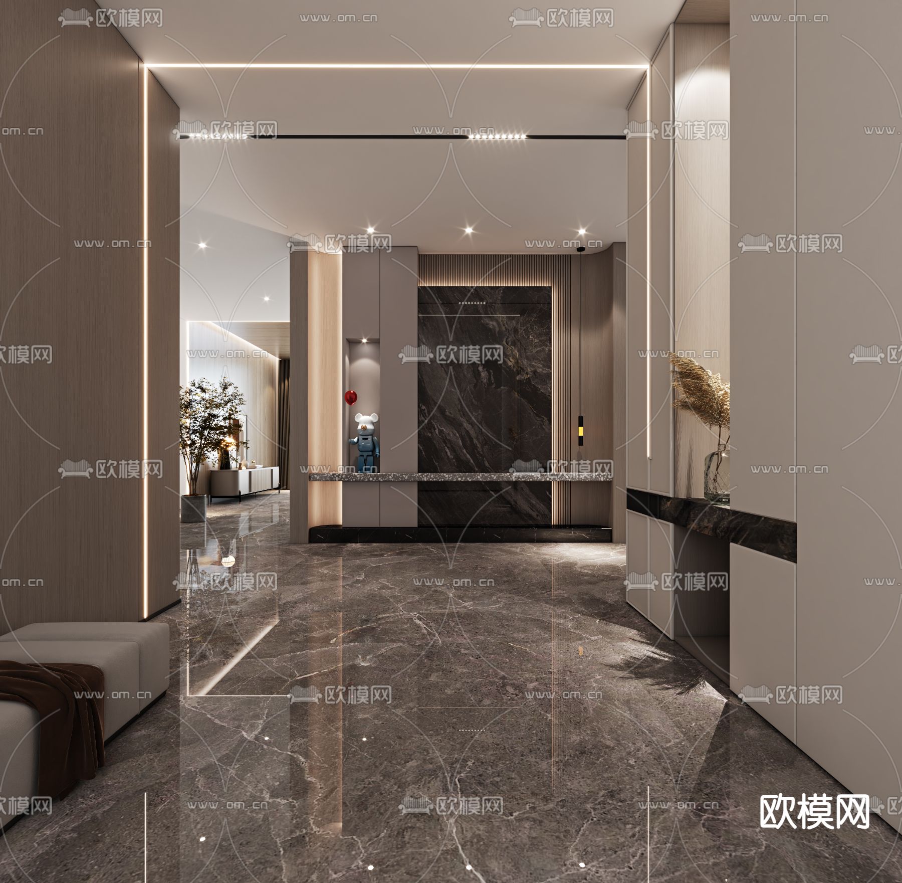 现代玄关过道 门厅3d模型下载