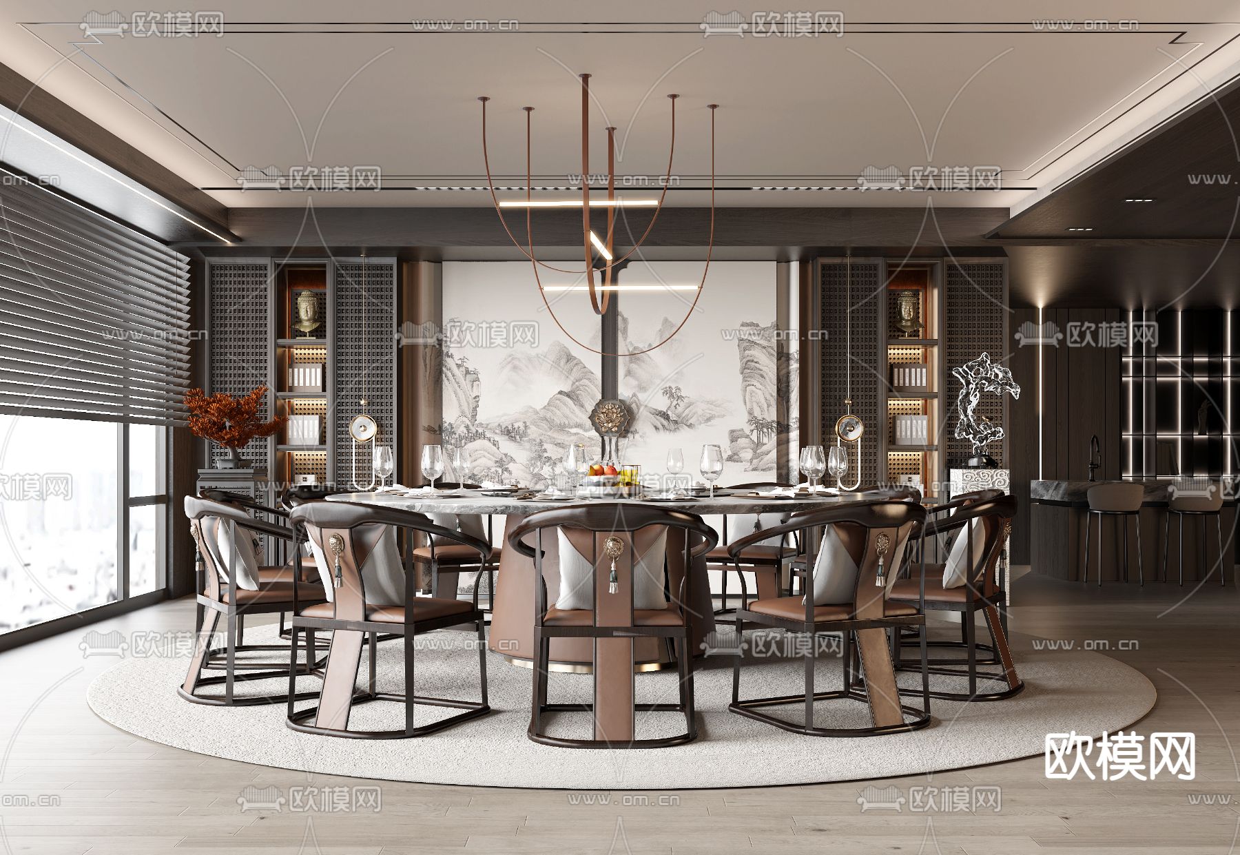 中餐厅包厢 酒楼包房3d模型下载